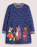 Halloween Magic Animal Friends Embroidered Dress