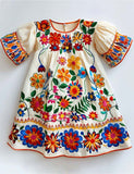 Bohemian Fiesta Blooms Folk-Art Dress