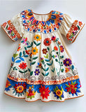Bohemian Fiesta Blooms Folk-Art Dress