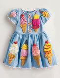 Sweet Ice Creams Applique Party Dress