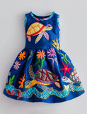 Turtle Wave Appliqué Dress