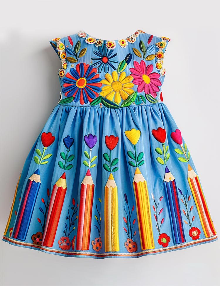 Back to School Rainbow Pencil Dress