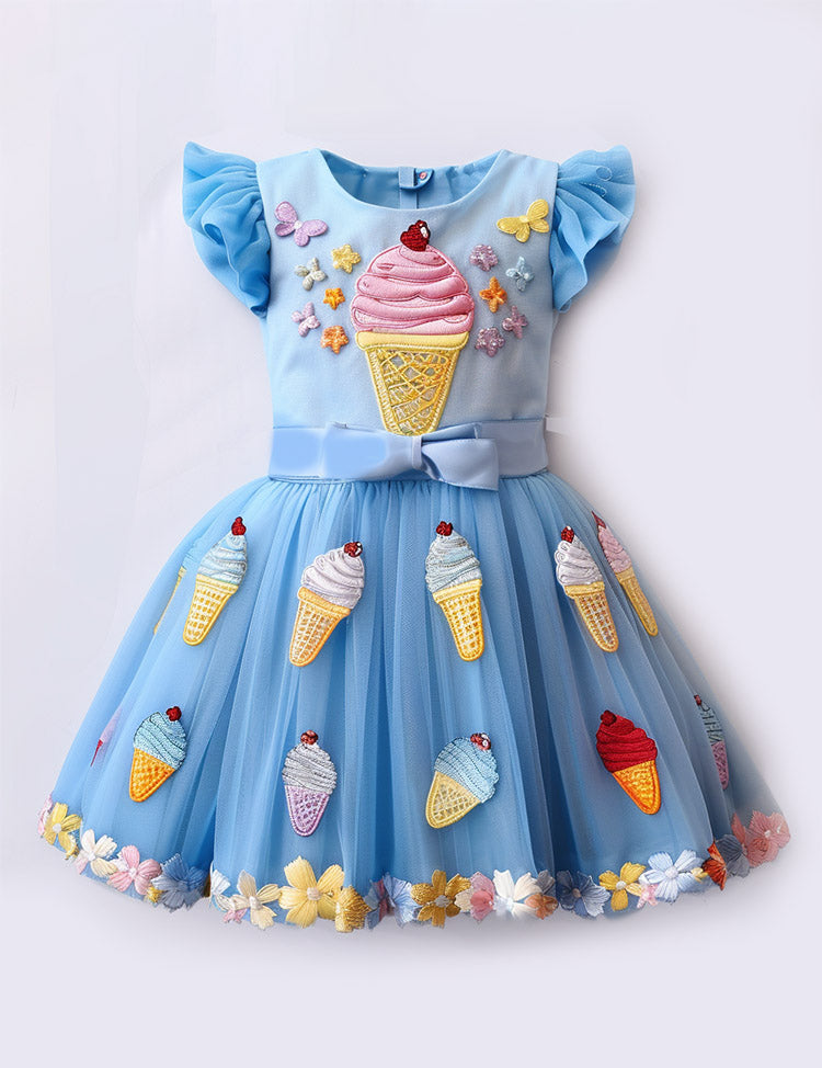 Sweet Ice Creams Applique Tulle Party Dress