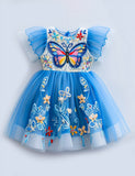 Floral Butterfly Embroidered Tulle Party Dress