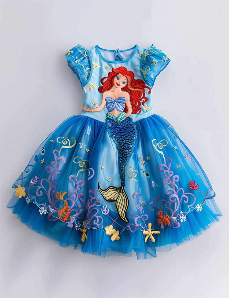 Coral Mermaid Tulle Party Dress