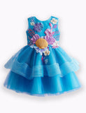 Ocean Shells Blue Tulle Party Dress