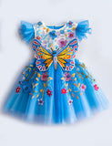 Floral Butterfly Embroidered Tulle Party Dress