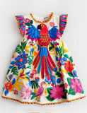 Floral Parrot Applique Dress