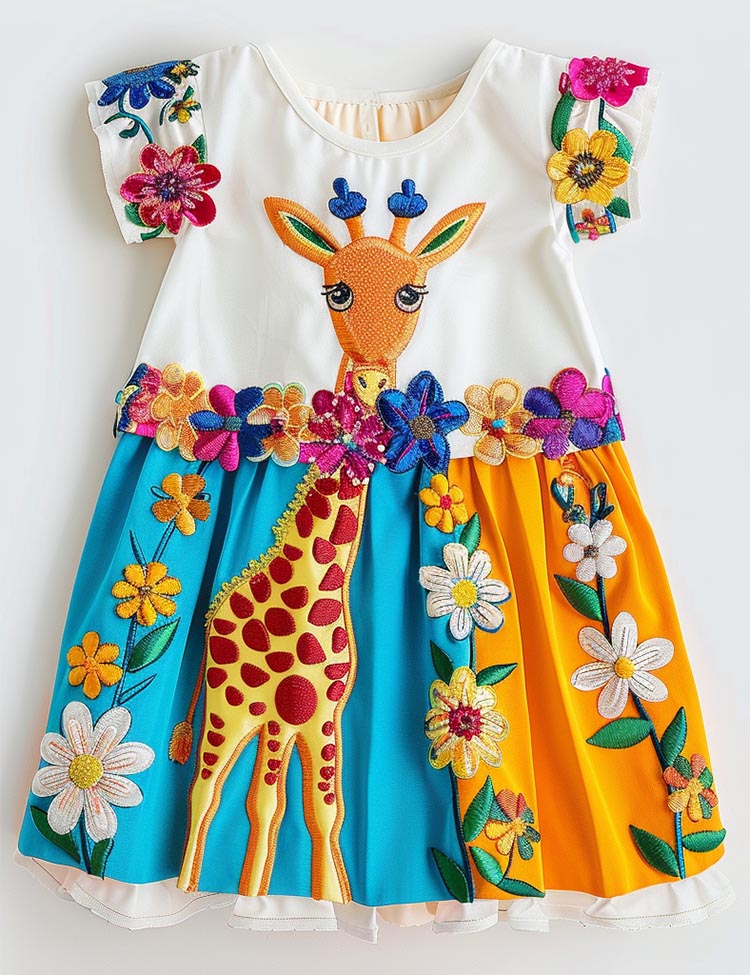Vibrant Giraffe Oasis Summer Dress