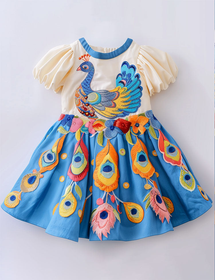 Multi Peacock Sleeveless Dress