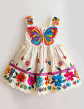 Flower Butterfly Applique Party Dress