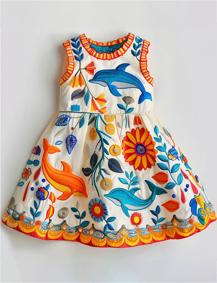 Dolphin Wave Appliqué Dress