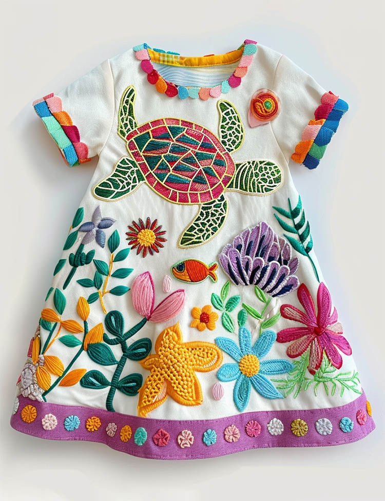 Multi Coral Turtle Dress