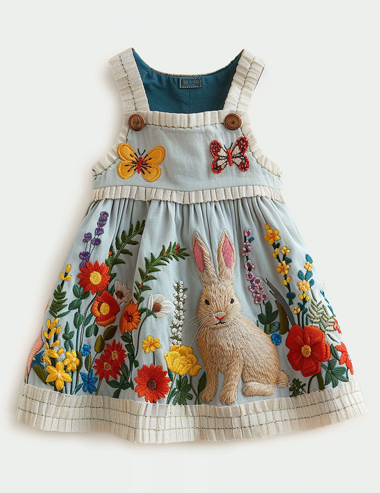 Floral Bunny Appliqué Dress