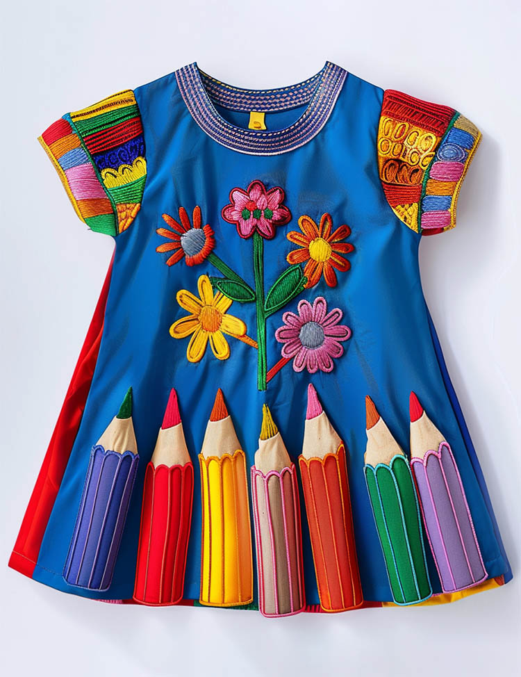 Little Artist's Palette Pencil & Flower Play Dress