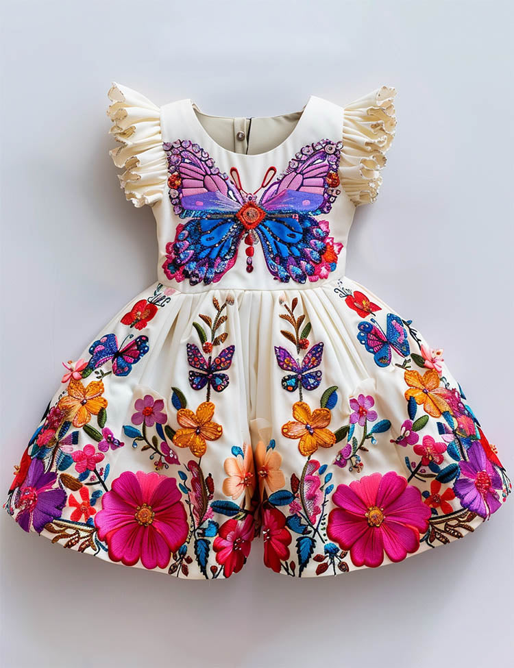 Floral Butterfly Flying Sleeves Dress