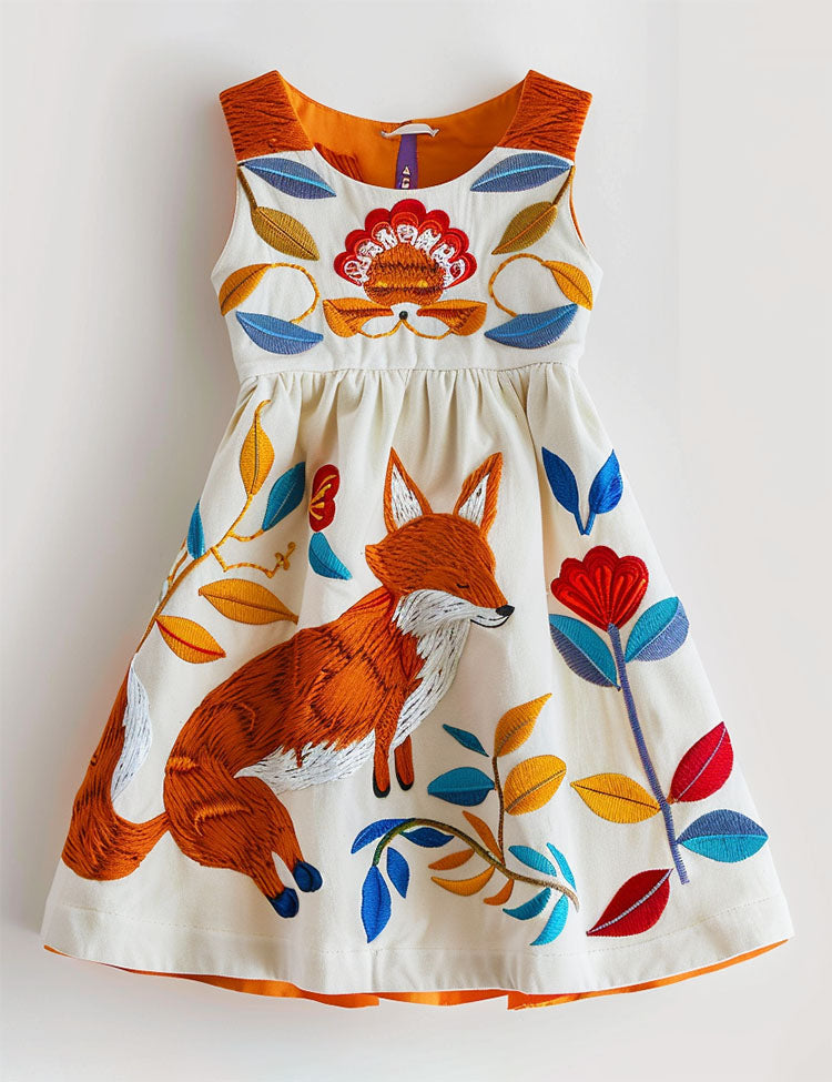 Fox Applique Sleeveless Dress