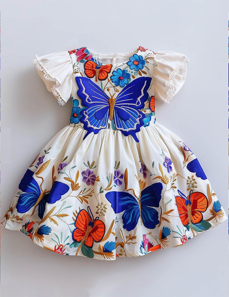 Blue Butterfly Flying Sleeves Dress