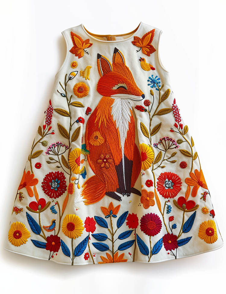 Floral Fox Sleeveless Dress