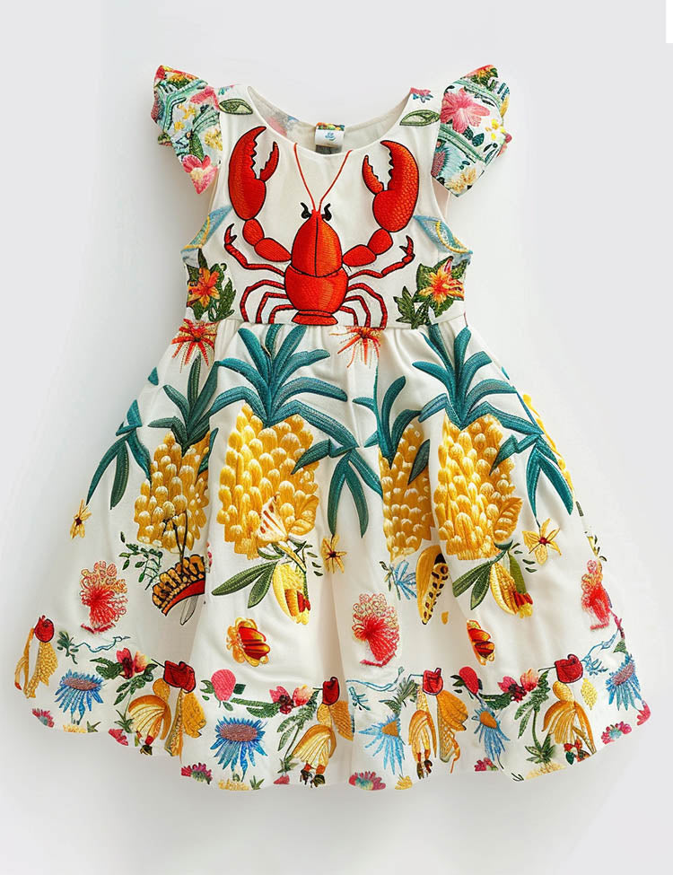 Coastal Lobster & Pineapple Summer Dress