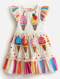 Sweet Gelato Summer Rainbow Ruffle Ice Cream Dress