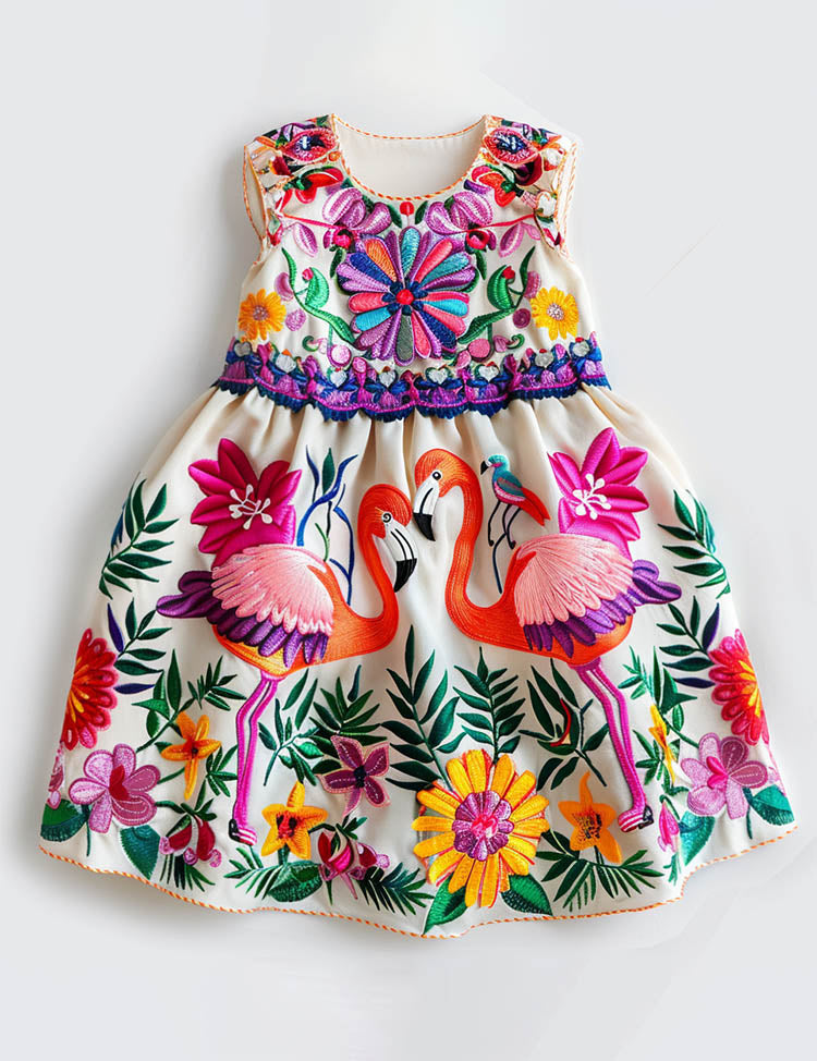 Floral Flamingo Friends Party Dress