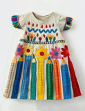 Back to School Rainbow Pencil Applique Dress