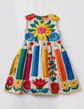 Back to School Rainbow Pencil Applique Dress