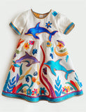 Dolphin Wave Appliqué Dress