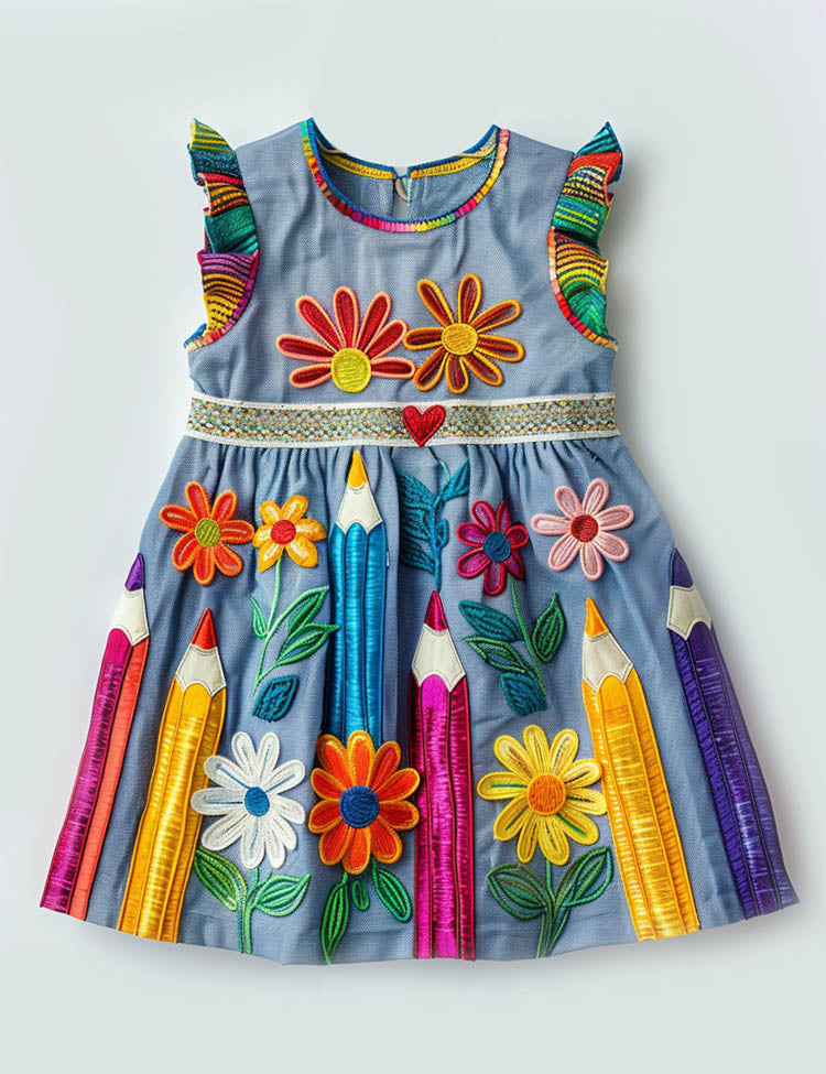 Back to School Rainbow Pencil Dress