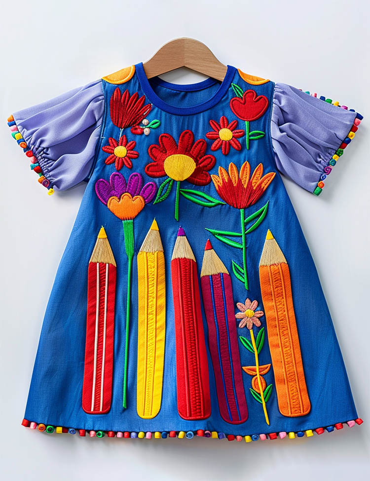 Little Artist's Palette Pencil & Flower Play Dress