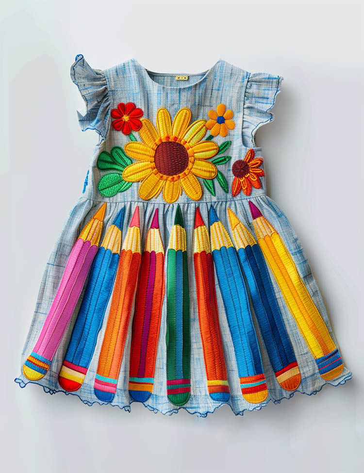 Back to School Rainbow Pencil Dress