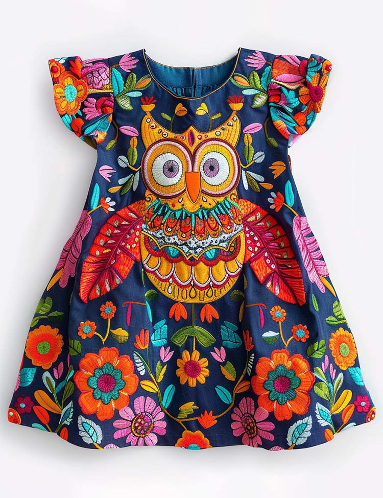 Owl Sleeveless Party Dress