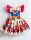 Floral Butterfly Flying Sleeves Dress