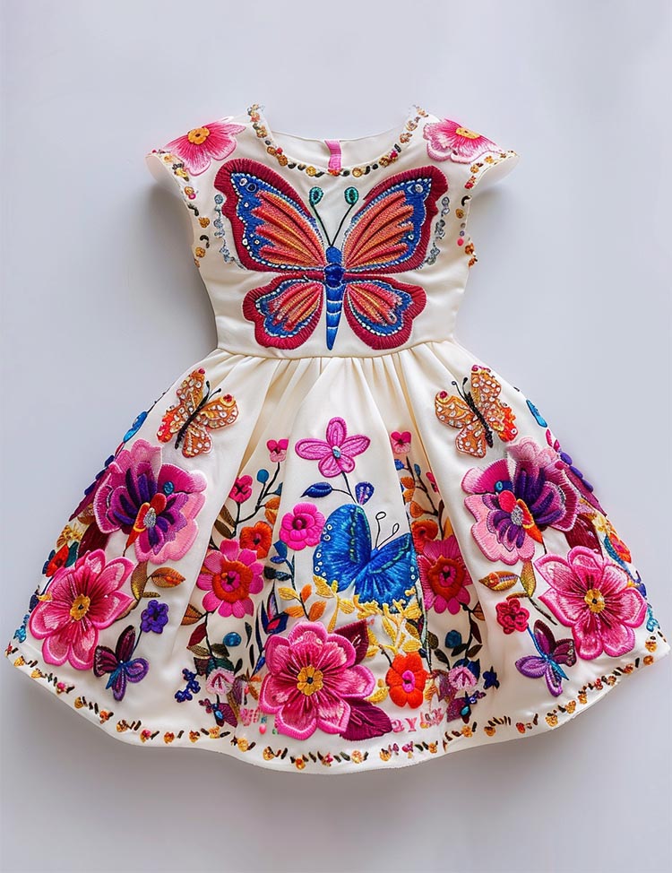 Floral Butterfly Flying Sleeves Dress