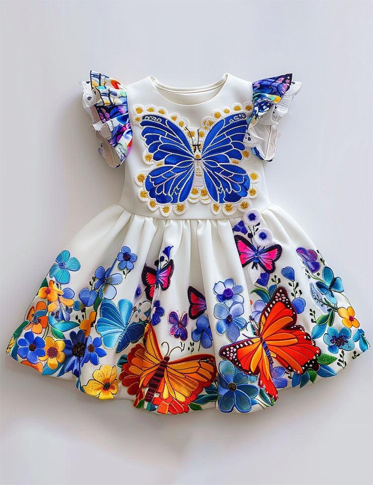 Blue Butterfly Flying Sleeves Dress