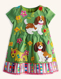 Floral Puppy Applique Dress