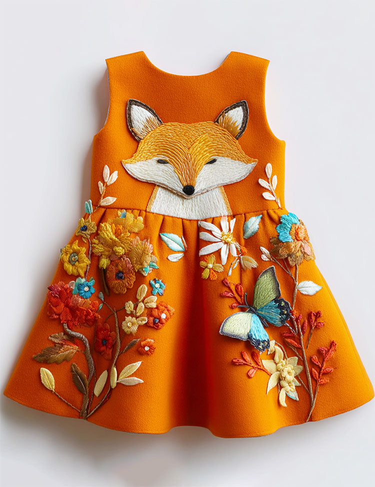 Fox Applique Sleeveless Dress