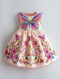 Garden Butterfly Embroidered Whimsical Party Dress