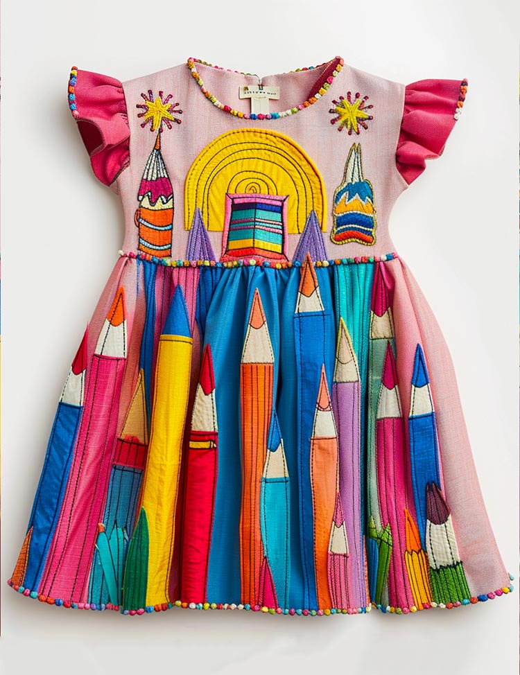 Back to School Rainbow Pencil Dress