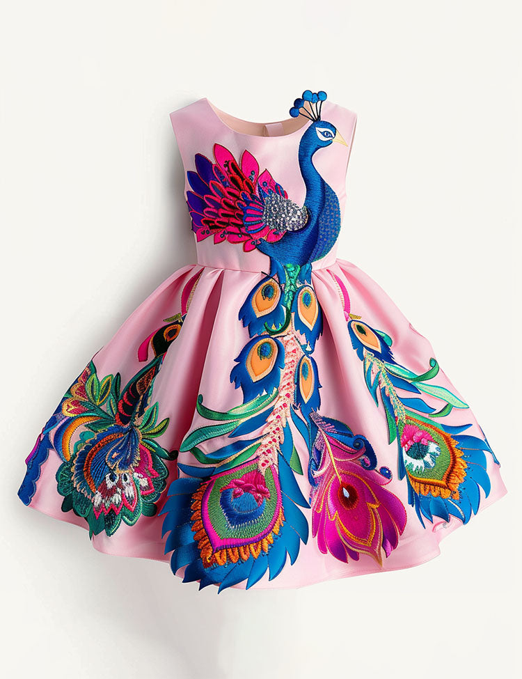 Multi Peacock Party Dress