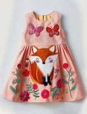 Floral Fox Applique Sleeveless Dress