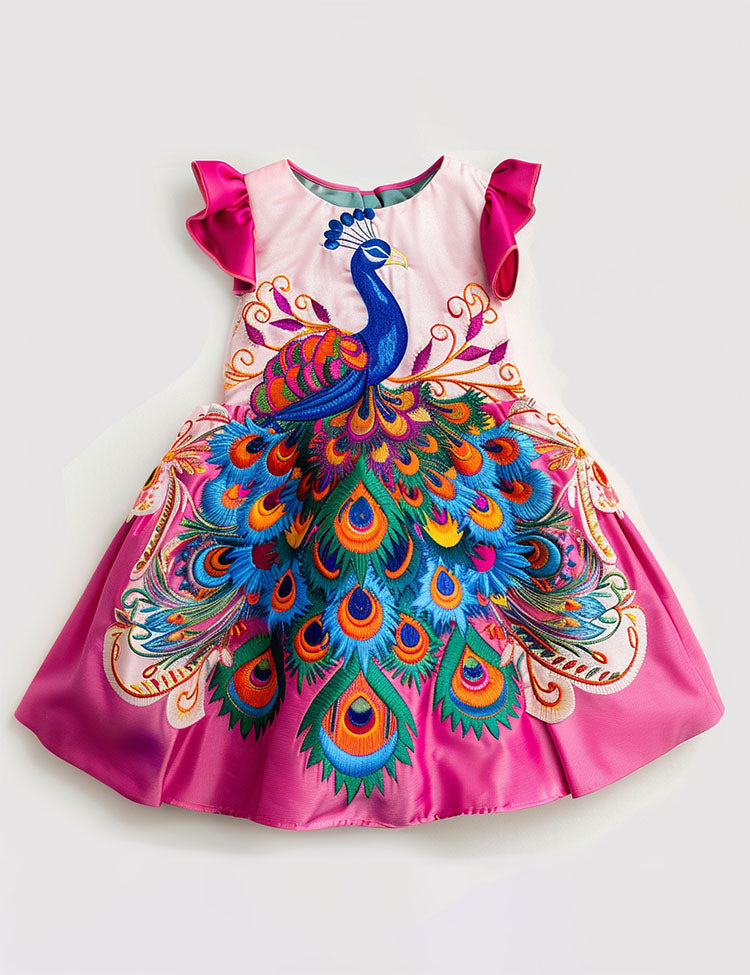 Multi Peacock Party Dress