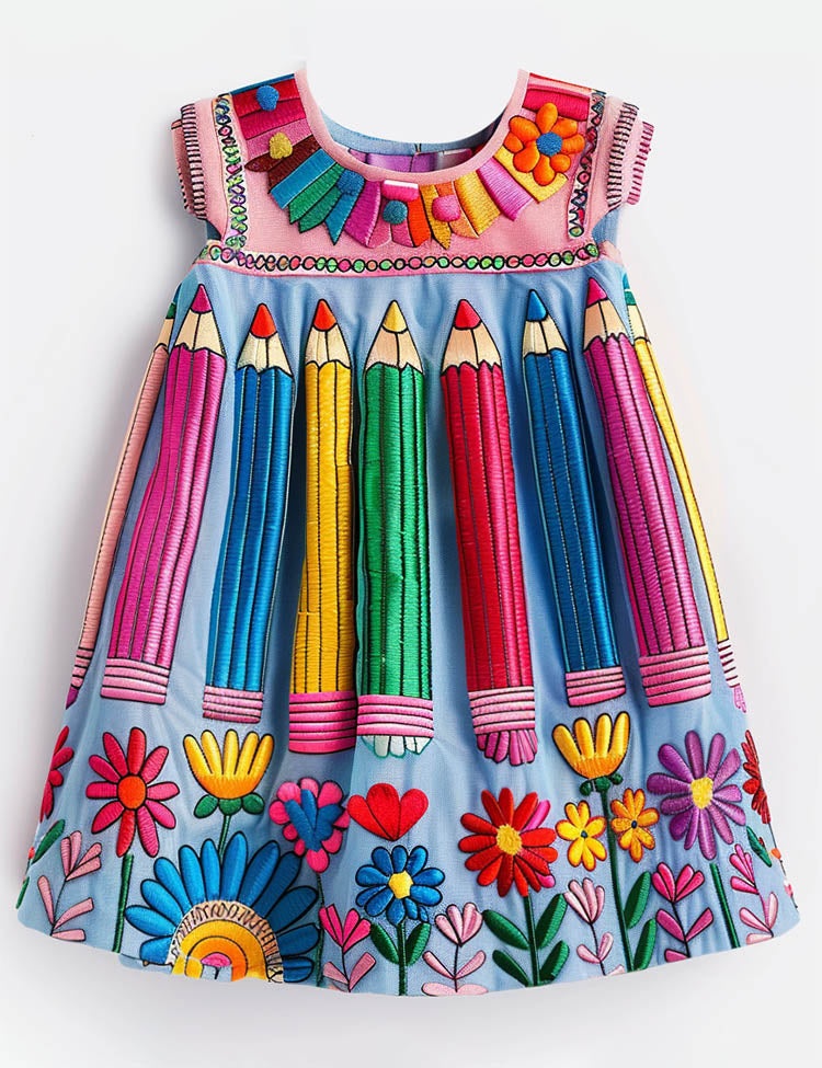 Back to School Rainbow Pencil Dress