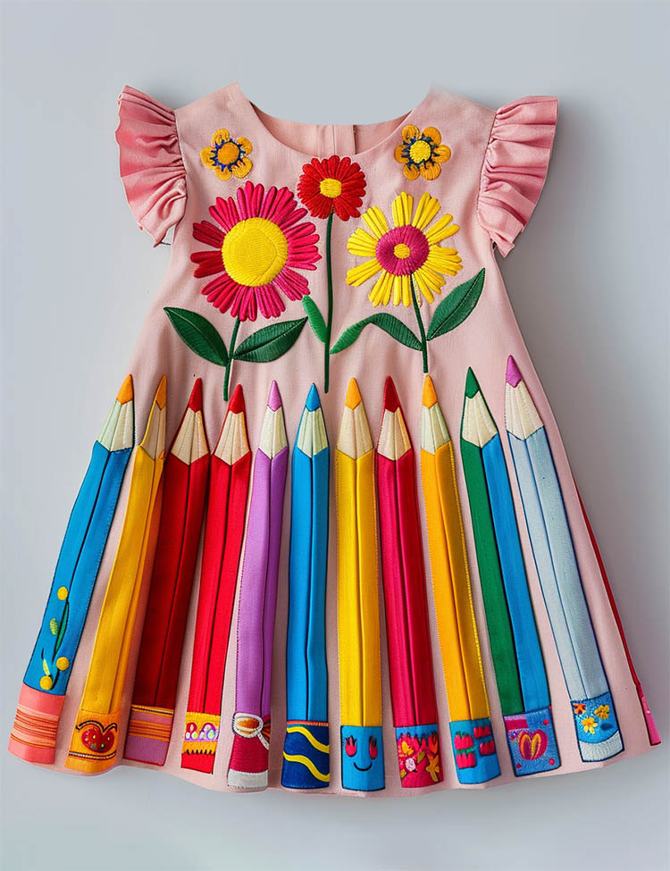 Back to School Rainbow Pencil Dress