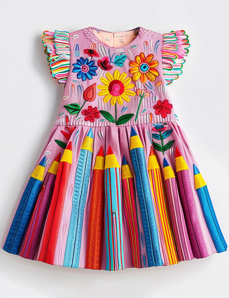Back to School Rainbow Pencil Dress