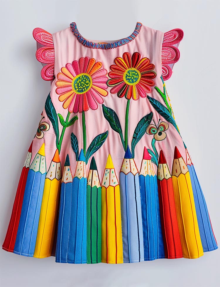 Back to School Rainbow Pencil Dress