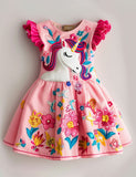 Unicorn Embroidered Floral Party Dress