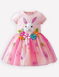 Cute Bunny Applique Tulle Party Dress