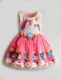 Floral Unicorn Embroidered Tulle Party Dress